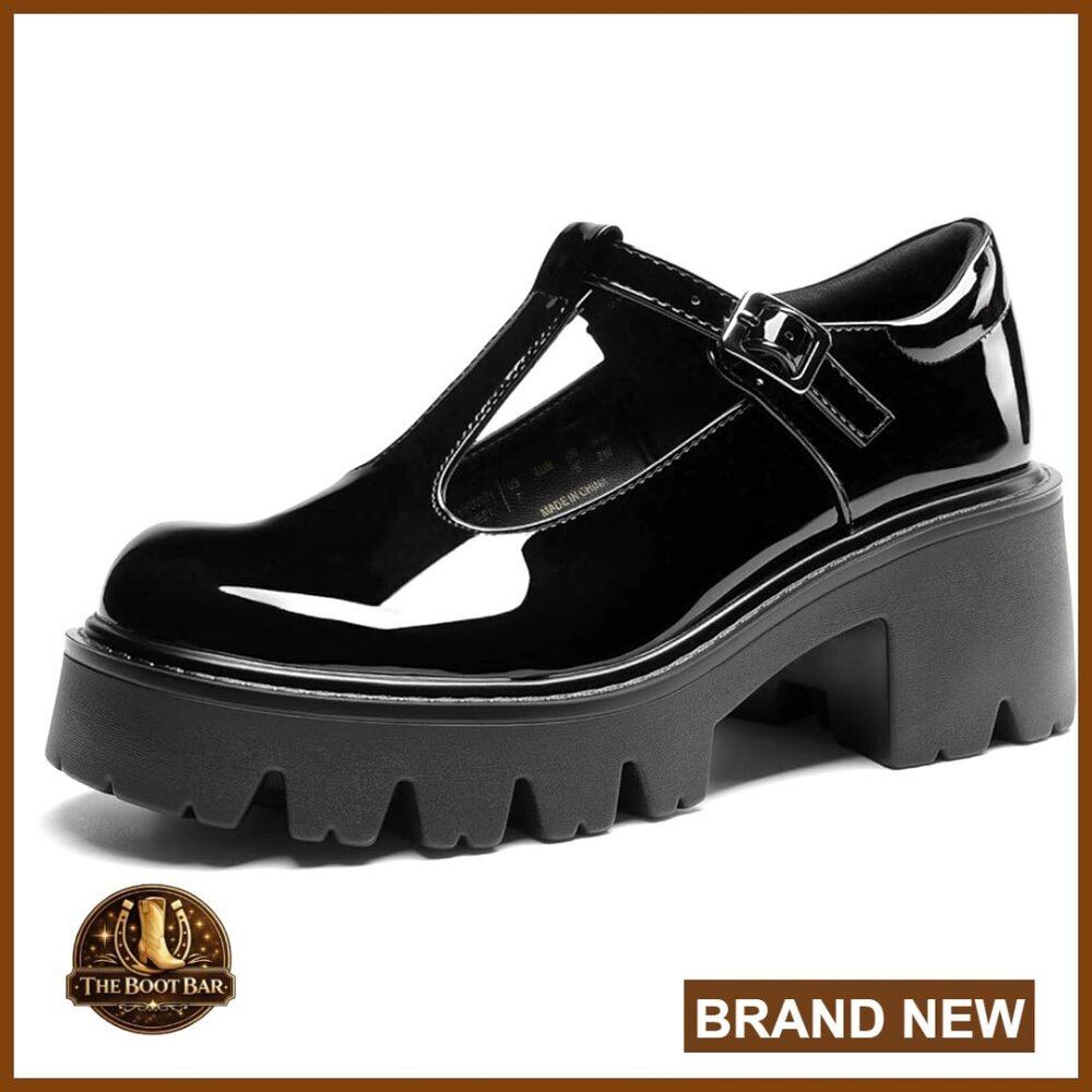 Women's T-Strap Mary Jane Pumps Platform Chunky Heel Dress Shoes